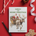 Western Cowboy Weihnachtsfeiertag Feiertagspostkarte<br><div class="desc">Dieses Design entstand durch digitale Kunst und kann in dem Bereich personalisiert sein, der durch das Ändern des Fotos und/oder Textes zur Verfügung gestellt wird. Oder Sie können es anpassen, indem Sie den Mausklick auswählen, um weitere Optionen anzupassen, um die Farbe des Hintergrunds zu löschen oder zu ändern, Text hinzuzufügen,...</div>