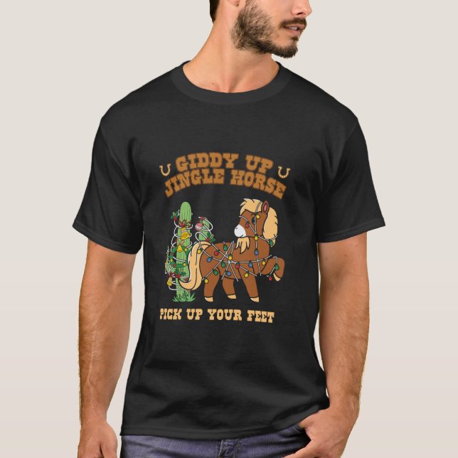 Western Cowboy Weihnachtsgeschenk Up Jingle Horse  T-Shirt (Vorderseite)