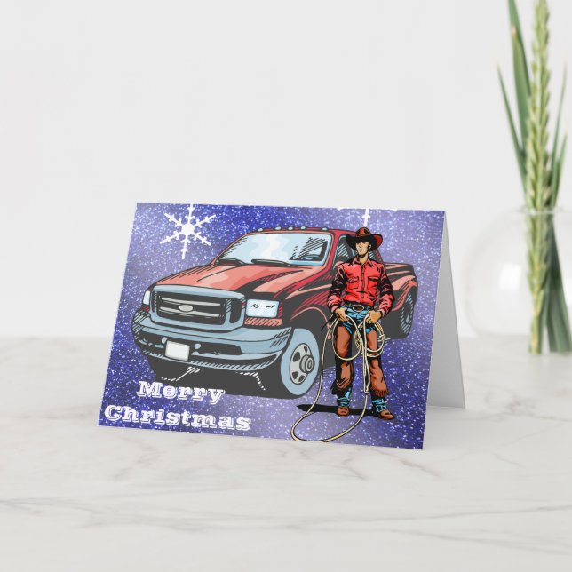 Western Cowboy Weihnachtskarte Feiertagskarte (Vorderseite)