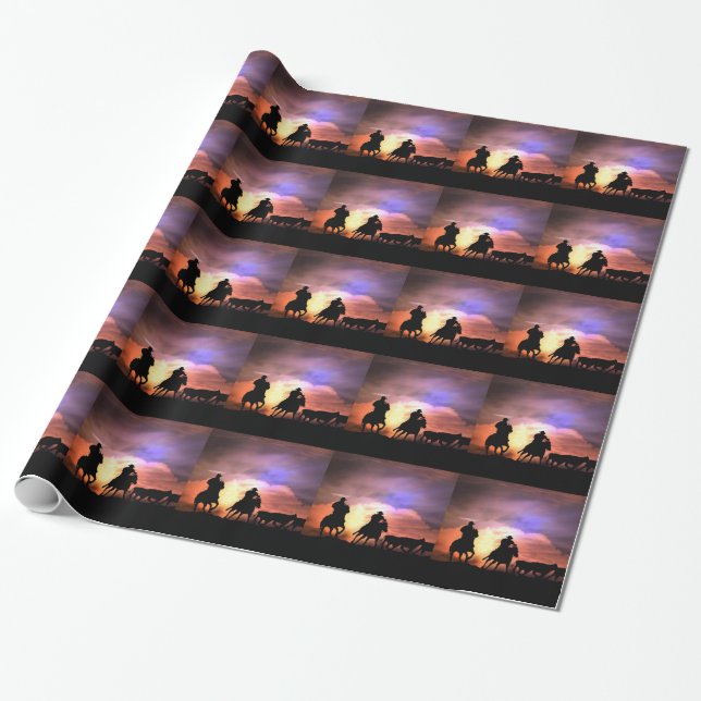 Western Cowboy Wrapping Paper Geschenkpapier (Ungerollt)