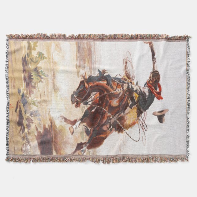 Western-Cowboybronc-Reiterthrow-Decke Decke (Vorderseite)