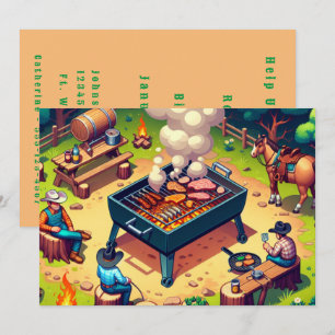 Western Cowboys Kochen Grillen Custom  Einladung