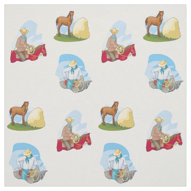 Western Cowboys und Pferde FARBE Stoff (Muster)