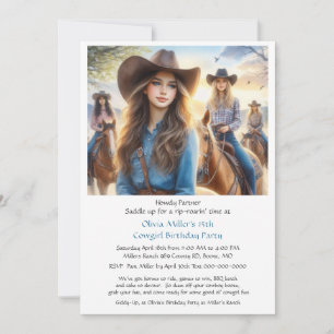 Western Cowgirl 15. Geburtstagseinladung Einladung