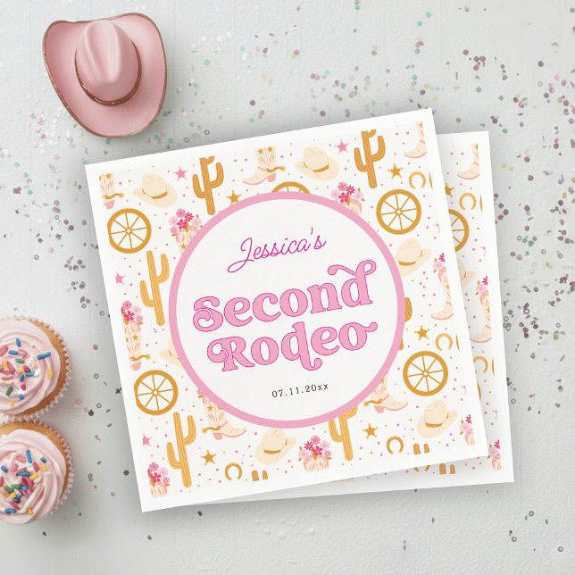 Western Cowgirl 2nd Rodeo Birthday Party Serviette (Von Creator hochgeladen)