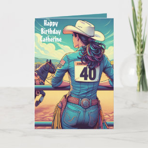 Western Cowgirl 40. Geburtstag Rodeo Custom Karte