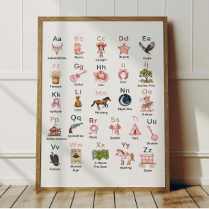Western Cowgirl Alphabet ABC Poster für Kinderzimm