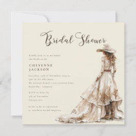 Western Cowgirl and Lace Cowboy Boots Baby Shower Einladung