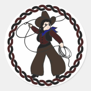 Western-Cowgirl-Aufkleber Runder Aufkleber