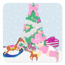 Western Cowgirl Baby Weihnachtsbaum Szene