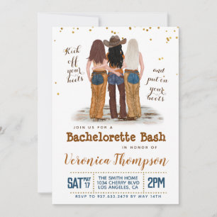 Western Cowgirl Bachelorette Brautparty Einladung