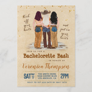 Western Cowgirl Bachelorette Brautparty Einladung