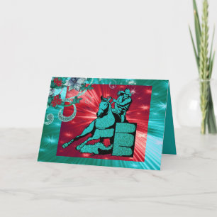 Western Cowgirl Barrel Racer Holiday Greeting Card Feiertagskarte