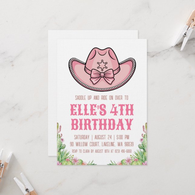 western cowgirl birthday invitations einladung (Vorderseite/Rückseite Beispiel)