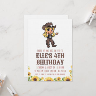 western cowgirl birthday invitations einladung