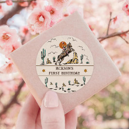 Western Cowgirl Birthday Party Runder Aufkleber