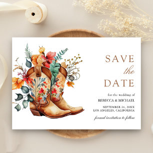 Western Cowgirl Blumenstiefel Hochzeit Save The Date