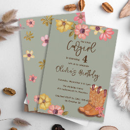 Western Cowgirl Boho Blume Boots Birthday Einladung