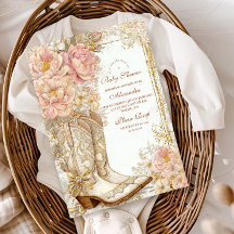 Western Cowgirl Boots Floral Baby Shower