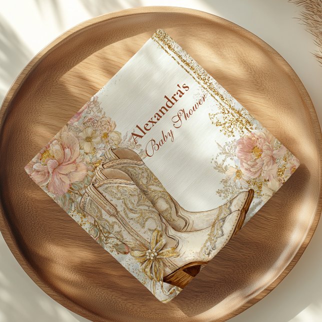 Western Cowgirl Boots Floral Baby Shower Serviette (Von Creator hochgeladen)