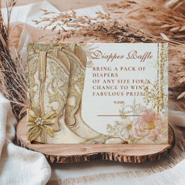 Western Cowgirl Boots Floral Diapper Raffle Begleitkarte