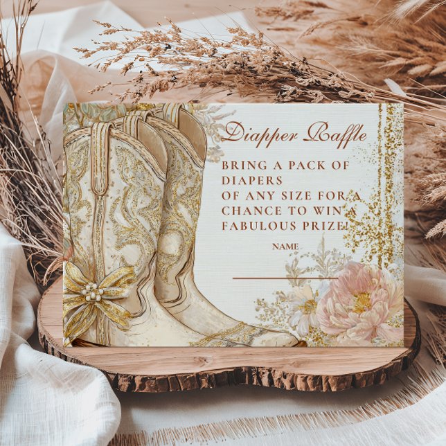 Western Cowgirl Boots Floral Diapper Raffle Begleitkarte (Von Creator hochgeladen)