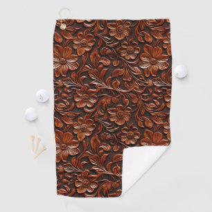 Western Cowgirl Brown Floral Golfhandtuch