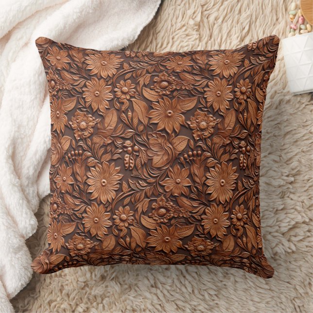 Western Cowgirl Brown Floral Kissen (Decke)