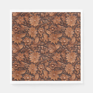 Western Cowgirl Brown Floral Serviette