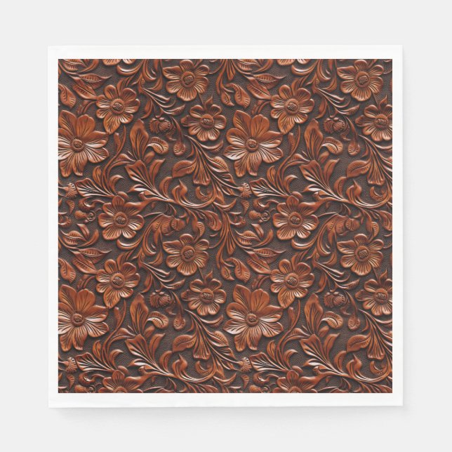 Western Cowgirl Brown Floral Serviette (Vorderseite)