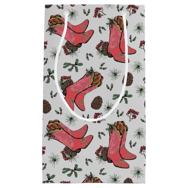 Western Cowgirl Christmas Pink und Green Kleine Geschenktüte (Vorderseite)