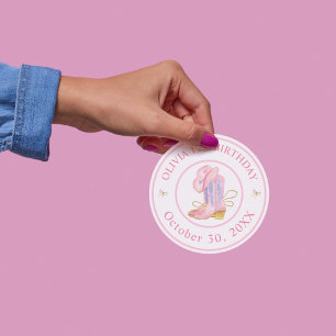 Western Cowgirl Coquette Geburtstagsticker Runder Aufkleber