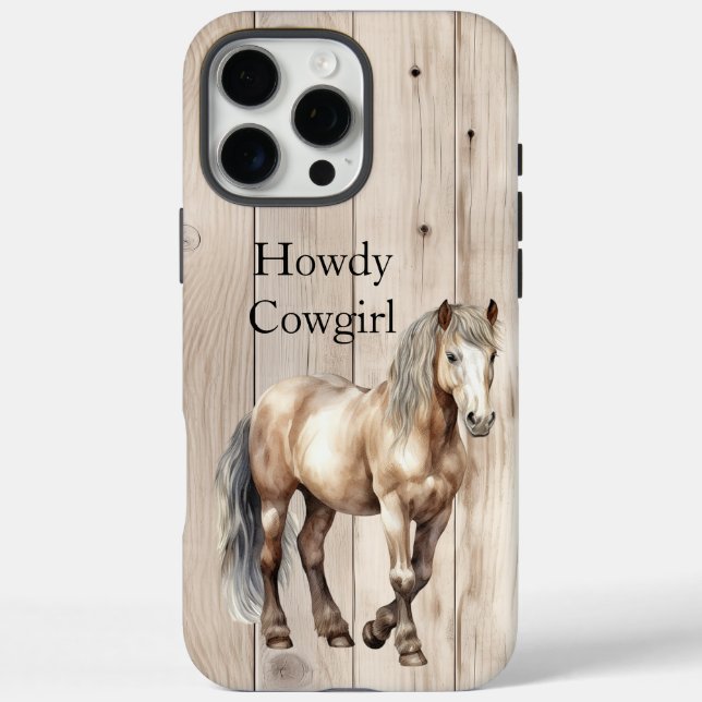 Western Cowgirl Cowboy Horse Faux Wood Case-Mate iPhone Hülle (Rückseite)