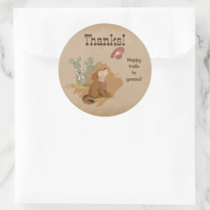 Western Cowgirl Coyote Happy Trails Vielen Dank Runder Aufkleber