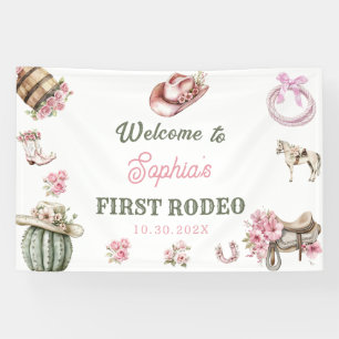 Western Cowgirl Erstes Rodeo Geburtstagsfeier Banner