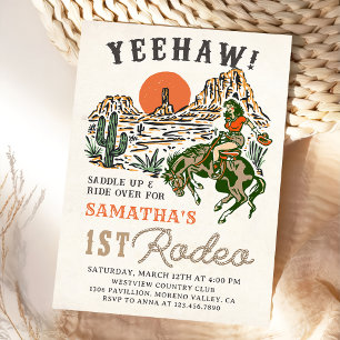 Western Cowgirl First Rodeo 1. Geburtstag Einladung