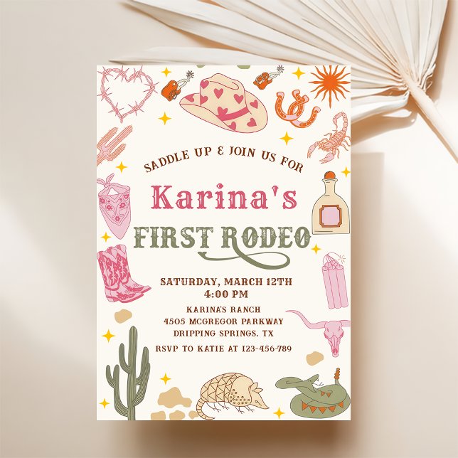 Western Cowgirl First Rodeo 1. Geburtstag Party Einladung (Von Creator hochgeladen)