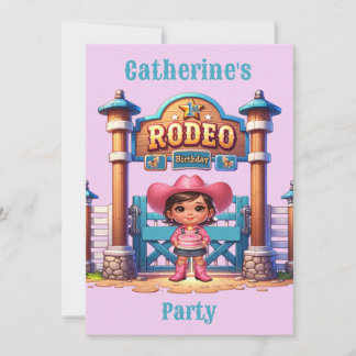 Western Cowgirl First Rodeo Geburtstag Custom Einladung