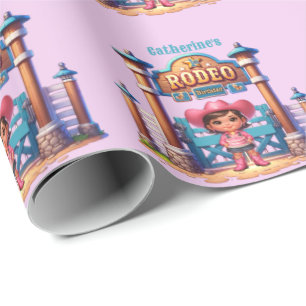 Western Cowgirl First Rodeo Geburtstag Custom Geschenkpapier