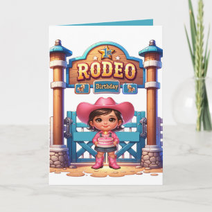 Western Cowgirl First Rodeo Geburtstag Custom Karte