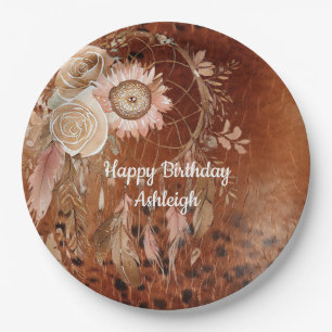 Western Cowgirl Floral Dream Catcher Geburtstag Pappteller