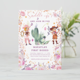 Western Cowgirl Floral Watercolor Einladung