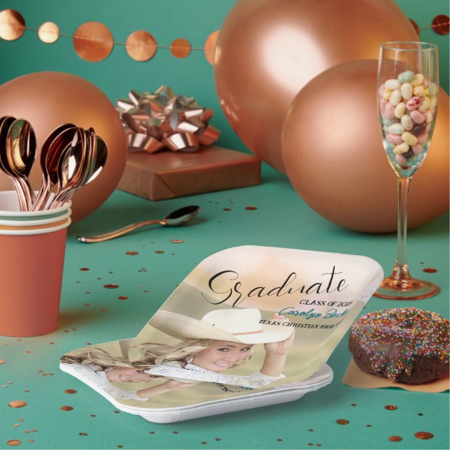 Western Cowgirl Foto Abschluss Pappteller (Multi)