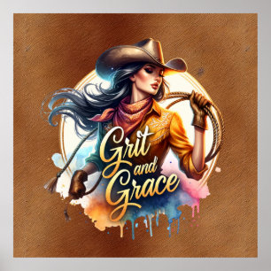 Western Cowgirl Grace Poster
