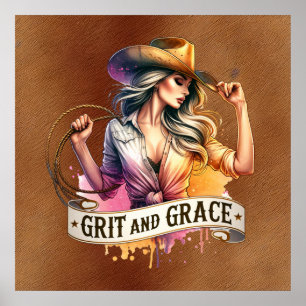Western Cowgirl Grace Poster