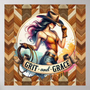 Western Cowgirl Grace Poster