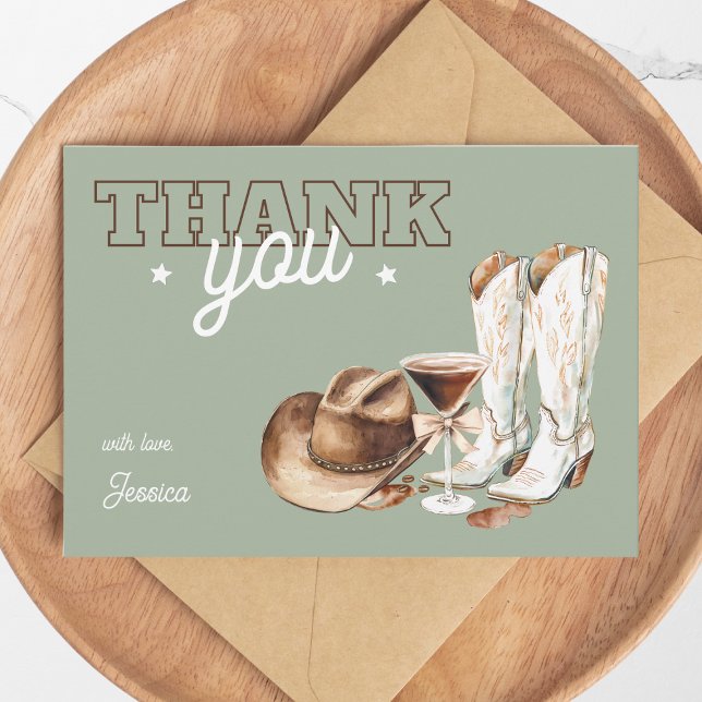 Western Cowgirl Green Dirty Thirty 30th Birthday Dankeskarte (Western Cowgirl Green Dirty Thirty 30th Birthday Thank You Card)
