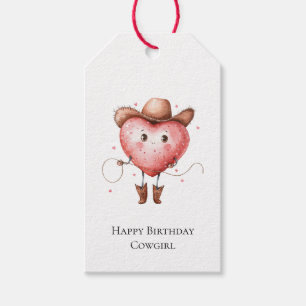 Western Cowgirl Herz mit Cowboyhut Geburtstag Geschenkanhänger