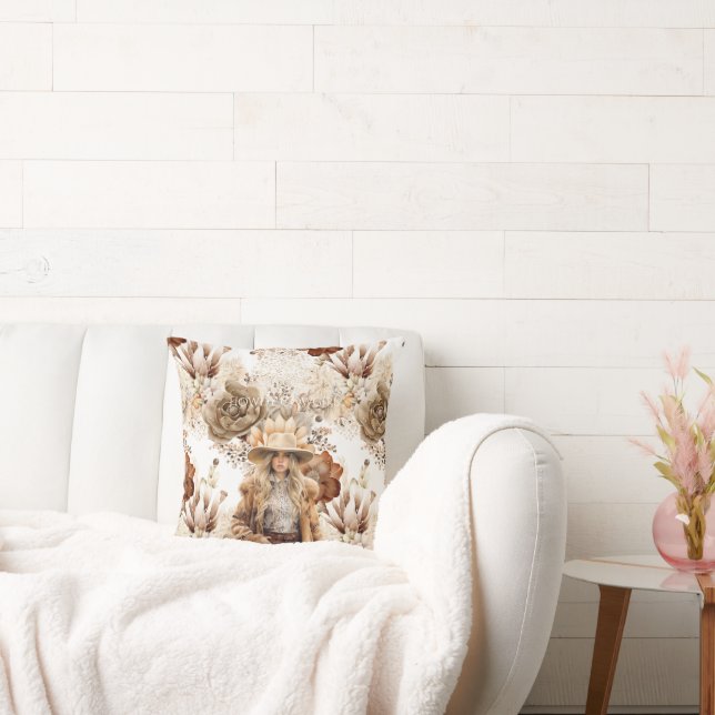 Western Cowgirl Horse Floral Kissen (Liege)