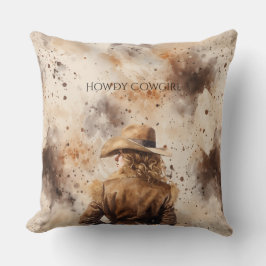 Western Cowgirl Horse Floral Kissen